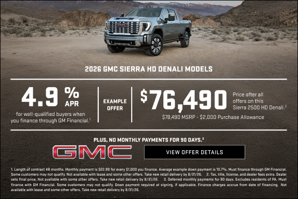 4.9% APR for well-qualified buyers when you finance through GM Financial.1

Plus,

Example offer:...